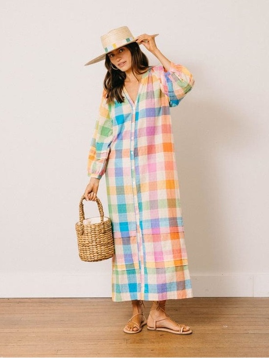 Sunshine Tienda Dresses & Skirts - NWT Sunshine Tienda Rainbow Plaid Cleo Maxi Dress - size small